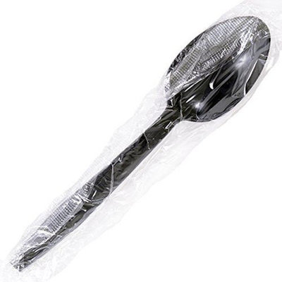 IND WRAPPED HVY BLACK AMBER PLASTIC TEA SPOON